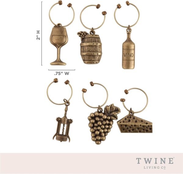 Antiqued Farmhouse Decor Wine Charms and Drink Markers (6 Count) - Image 3