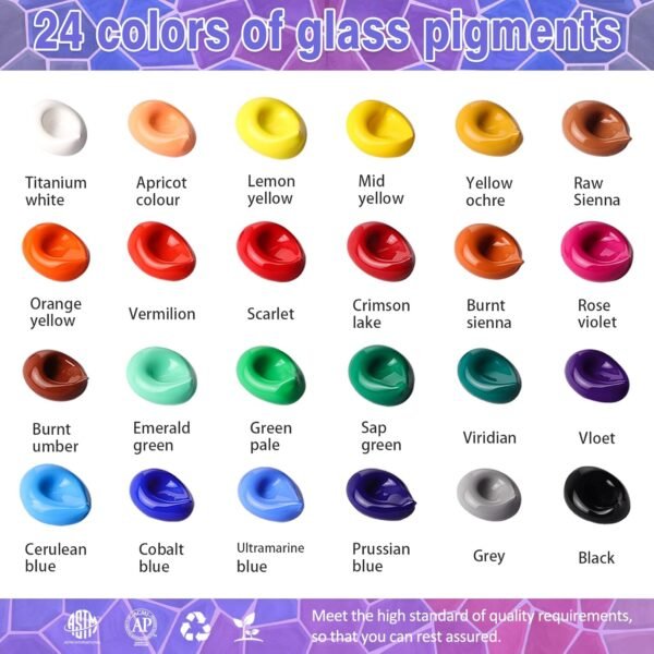 24 Color Waterproof Acrylic Enamel Paint Set for Glass & Ceramics - Image 4