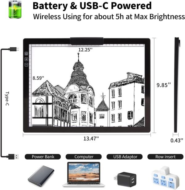 A4 Wireless LED Light Pad with Innovative Stand and Top Clip - Image 4