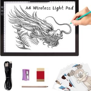 A4 Wireless LED Light Pad with Innovative Stand and Top Clip
