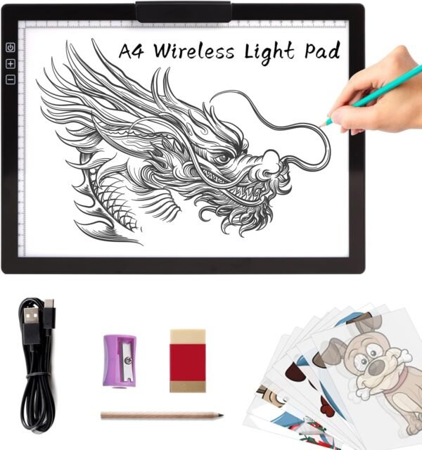 A4 Wireless LED Light Pad with Innovative Stand and Top Clip