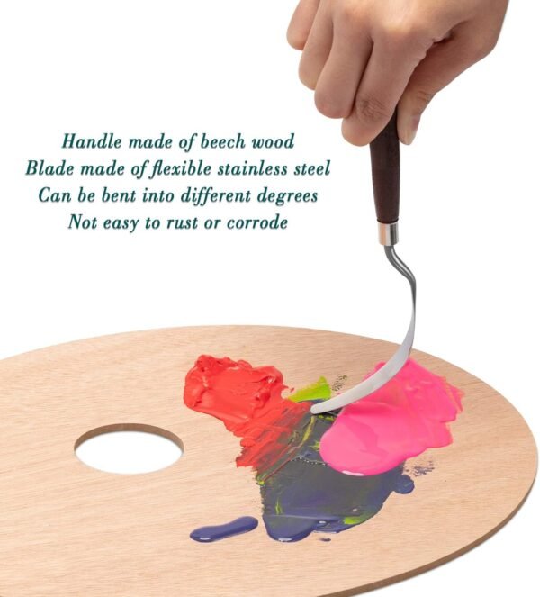 7-Piece Stainless Steel Palette Knife Set with Wood Handles - Image 3