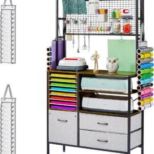 Craft Storage Cabinet & Organizer Desk with Vinyl Organization