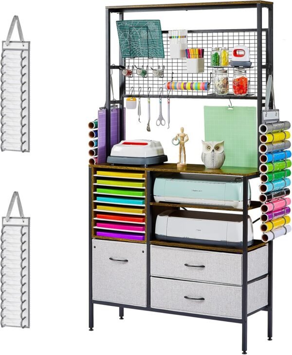 Craft Storage Cabinet & Organizer Desk with Vinyl Organization