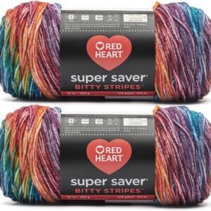 Red Heart Super Saver Bitty Stripe Crayon Box Yarn (2 Pack)