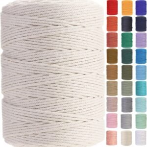 Natural Macrame Cotton Rope (3mm x 546 yards, Beige)