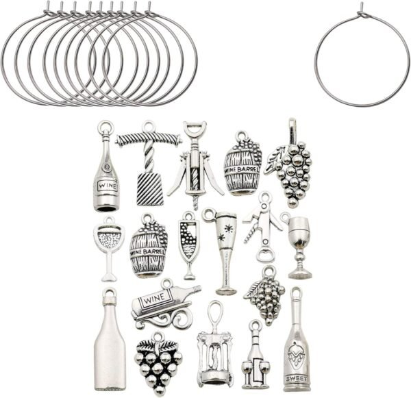 Craft Supplies Wine Glass Charms Markers with Rings - Image 4