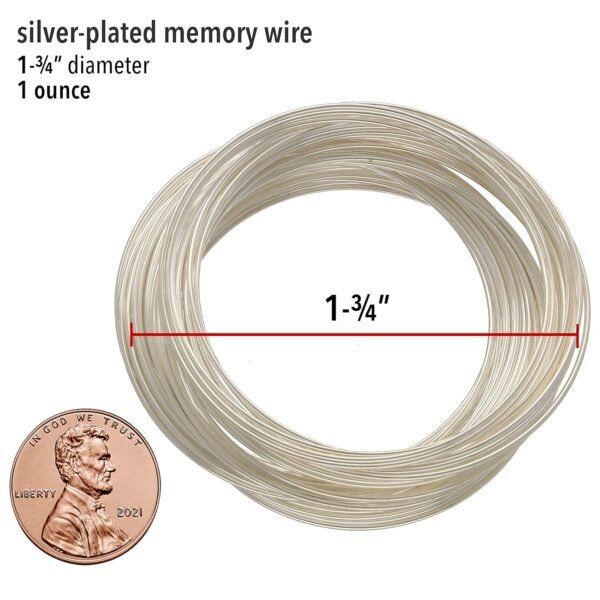 Stainless Steel Memory Wire for Bracelets, 1.75" Diameter, Silver (60 Coils) - Image 3