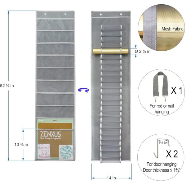 Double-Sided Hanging Vinyl Organizer with 25 Compartments & 10 Pockets - Image 3