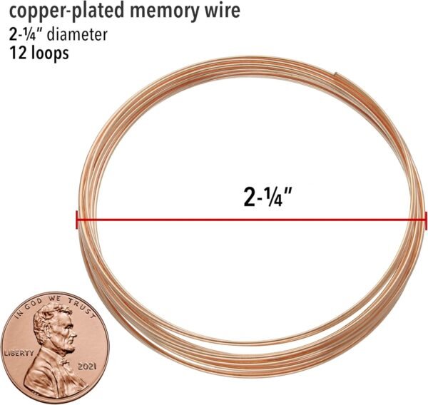 25" Copper-Colored Stainless Steel Memory Wire for Bracelets (12 Coils) - Image 3