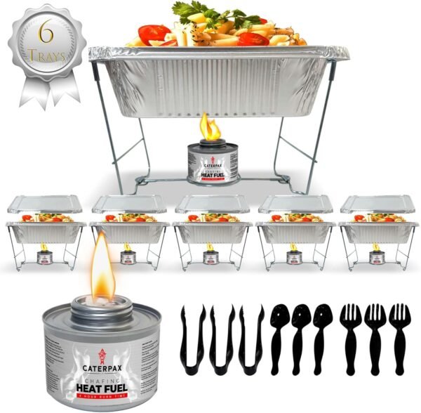 Disposable Chafing Dish Buffet Set (39 Pieces) with Serving Pans, Covers, Racks, Utensils, and Fuel Cans