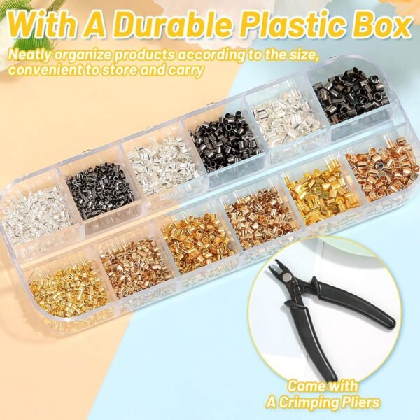 2200PCS Crimping Beads & Pliers – 3 Sizes, 4 Colors for DIY Jewelry Making - Image 2