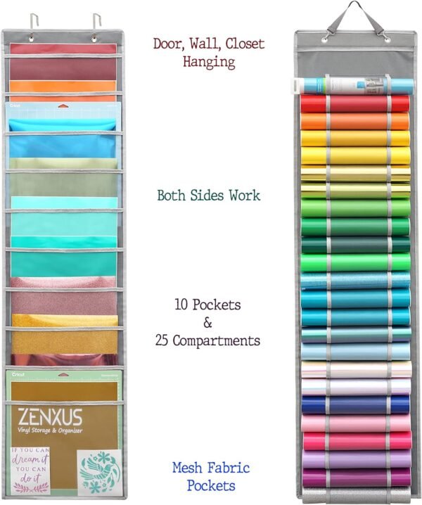 Double-Sided Hanging Vinyl Organizer with 25 Compartments & 10 Pockets - Image 4