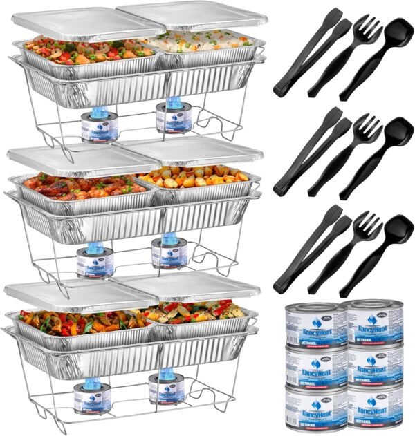 Disposable Chafing Dish Buffet Set (33 Pieces) with Full-Size Pans