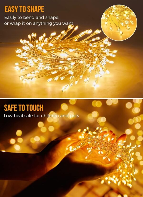 9.8FT Outdoor Waterproof LED String Lights – 120 Warm White LEDs, 8 Modes for Patio & Wedding - Image 4