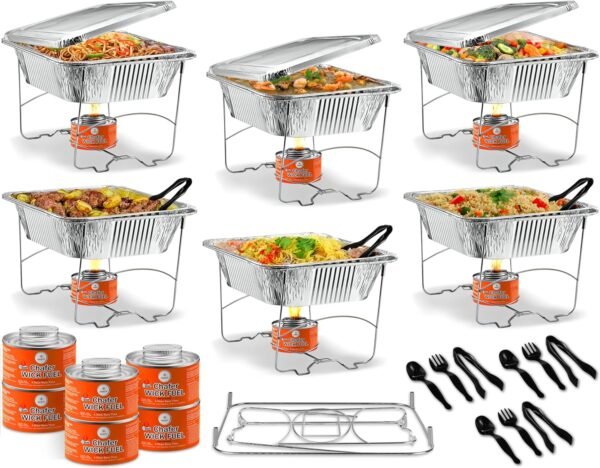Disposable Chafing Dish Buffet Set with Foldable Rack and Half Size Pans