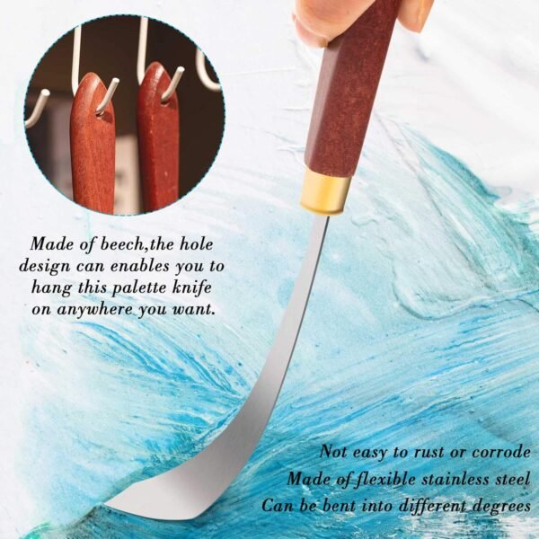 4-Piece Stainless Steel Palette Knife Set with Wood Handles - Image 4