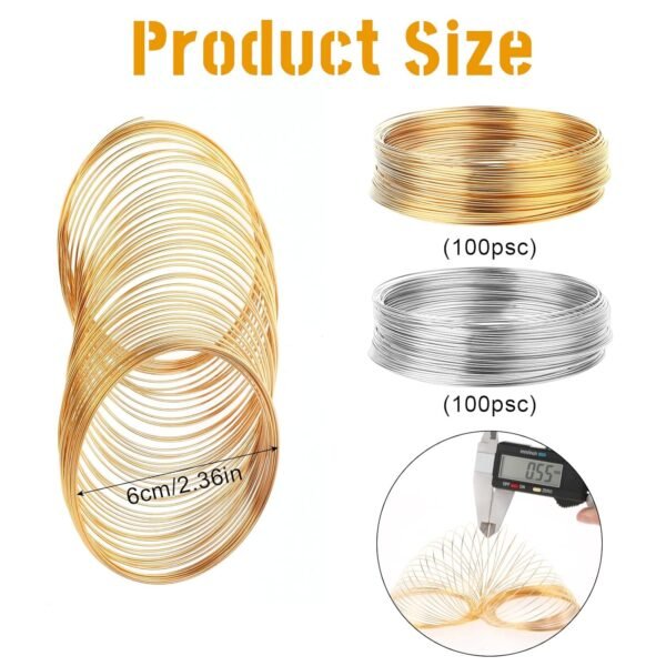 200 Silver Memory Steel Wire Loops for DIY Bracelets & Jewelry Making - Image 4