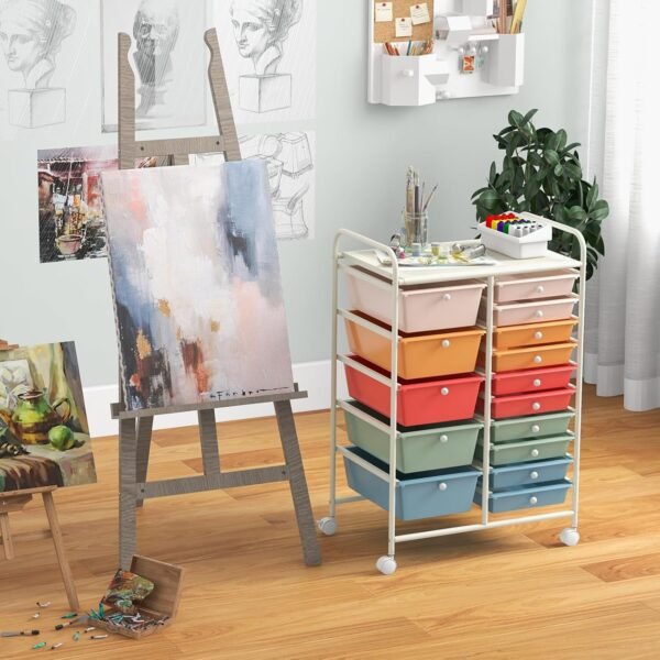 15-Drawer Rolling Storage Cart with Wheels - Image 2