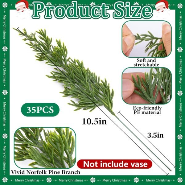 45PCS Artificial Pine Branches with Red Berries – 10.5" Faux Evergreen Stems for DIY Decor - Image 4