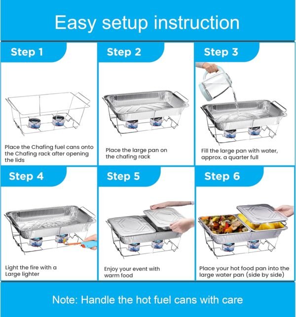 Disposable Chafing Dish Buffet Set (33 Pieces) with Full-Size Pans - Image 3