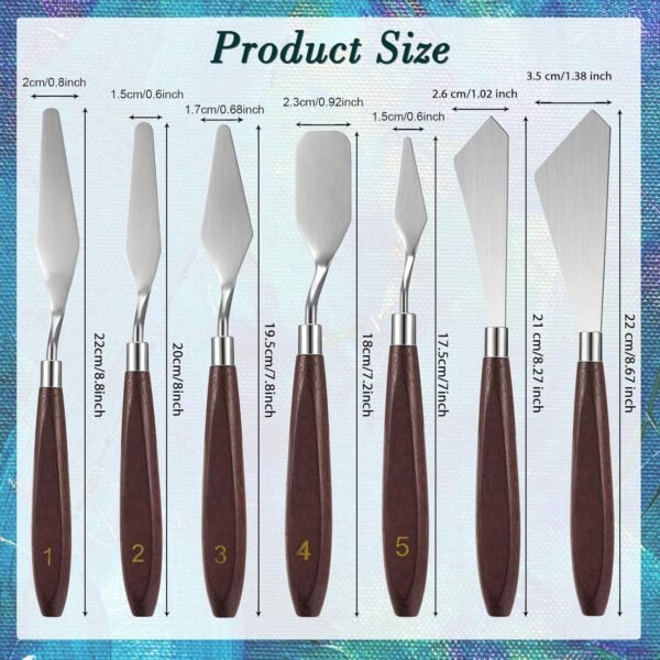 7-Piece Stainless Steel Palette Knife Set with Wood Handles - Image 4