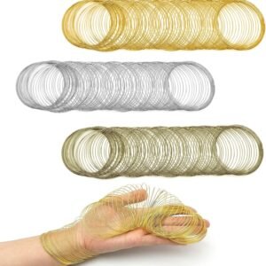 300 Memory Beading Wire Loops for Jewelry Making (0.6mm, Silver, Gold, Bronze)