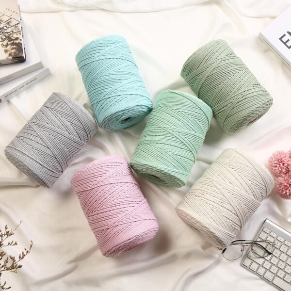 Natural Macrame Cotton Rope (3mm x 546 yards, Beige) - Image 2