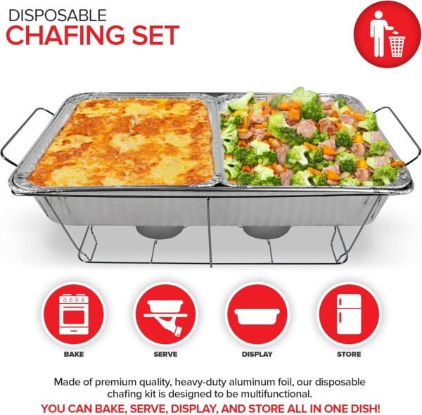 Disposable Chafing Dish Buffet Set with Aluminum Serving Trays - Image 3