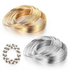200 Silver Memory Steel Wire Loops for DIY Bracelets & Jewelry Making