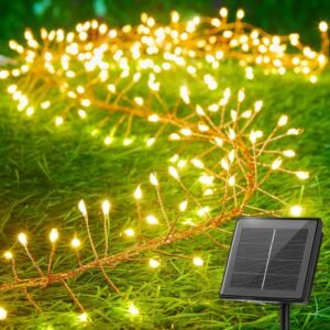 9.8FT Outdoor Waterproof LED String Lights – 120 Warm White LEDs, 8 Modes for Patio & Wedding