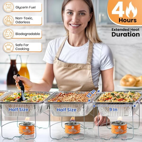 Disposable Chafing Dish Buffet Set with Foldable Rack and Half Size Pans - Image 4