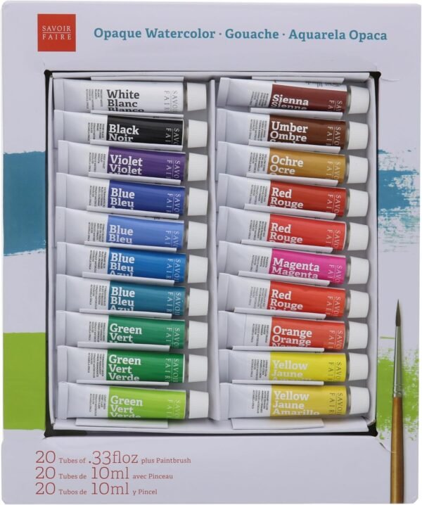 Opaque Watercolor Gouache Paint Set (20 Assorted Colors) - Image 4