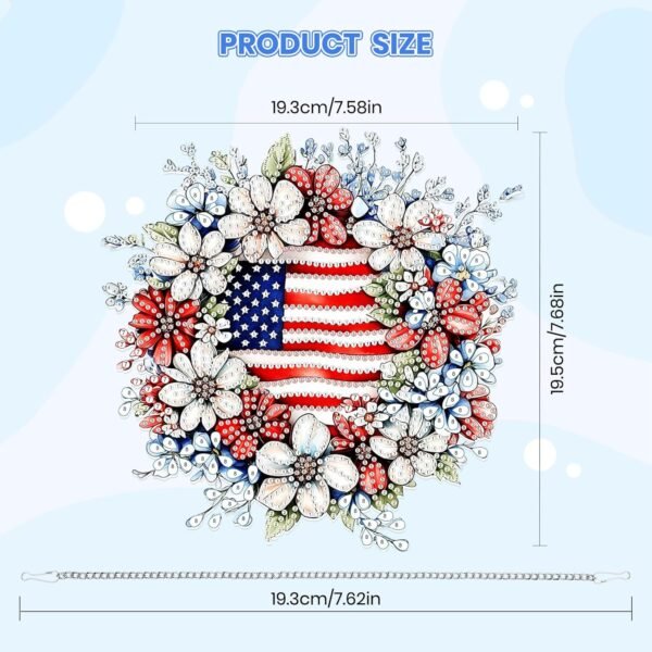 Independence Day Wreath Diamond Art Kit – 5D Patriotic Hanging Pendant for Home Decor - Image 2