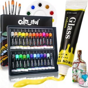 24 Color Waterproof Acrylic Enamel Paint Set for Glass & Ceramics