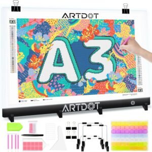 A3 LED Light Pad for Diamond Art Kits with Tools, Stand, and Clips