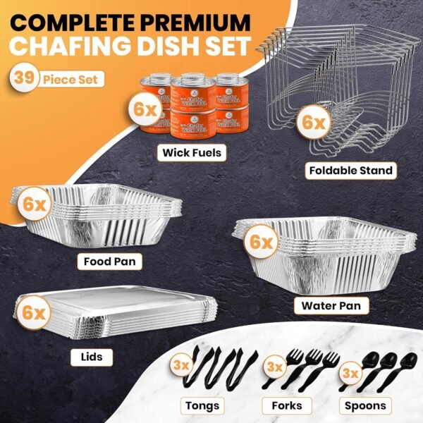 Disposable Chafing Dish Buffet Set with Foldable Rack and Half Size Pans - Image 3