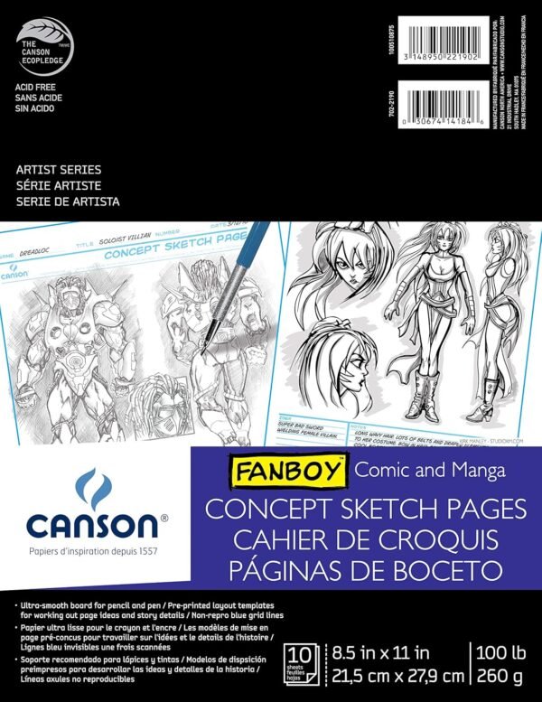 Artist Series Comic and Manga Concept Sketch Pages Pad (10 Sheets) - Image 2