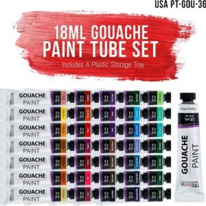 Professional Gouache Paint Set (36 Colors, 18ml Tubes)