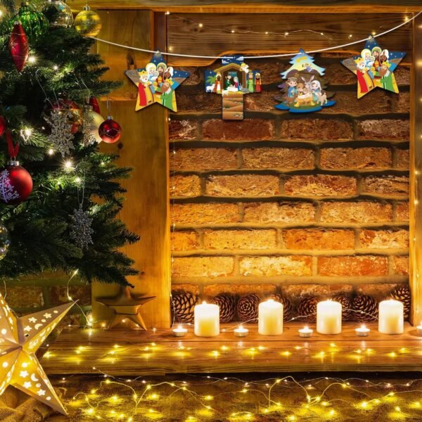 48 Sets Nativity Sticker Craft Kits – Christmas Tree Hanging Decorations for Religious Parties - Image 3