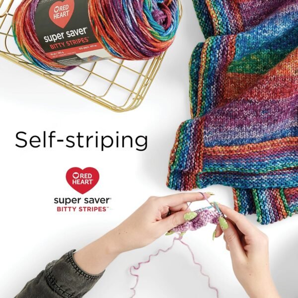 Red Heart Super Saver Bitty Stripe Crayon Box Yarn (2 Pack) - Image 3