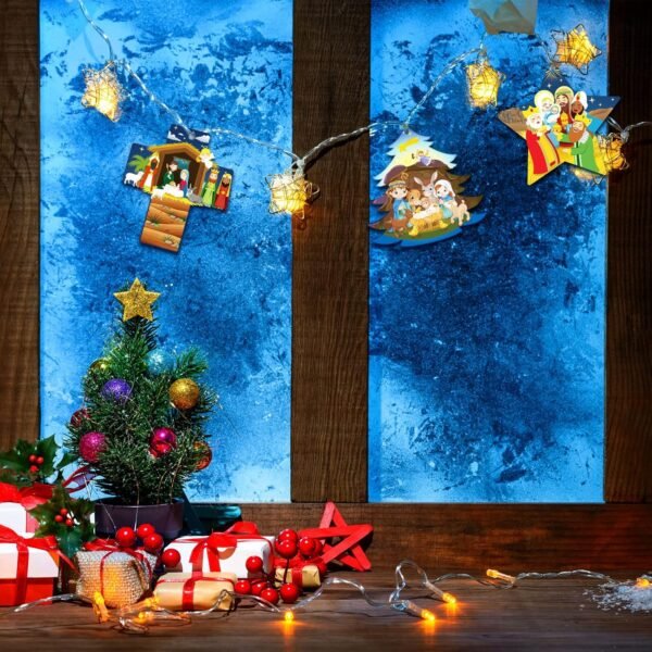 48 Sets Nativity Sticker Craft Kits – Christmas Tree Hanging Decorations for Religious Parties - Image 2
