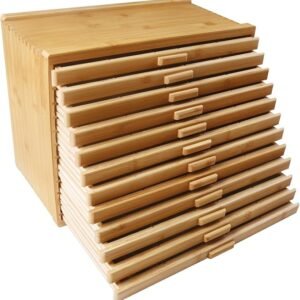 12-Drawer Bamboo Artist Supply Storage Box