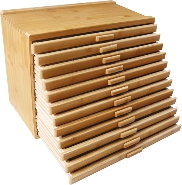 12-Drawer Bamboo Artist Supply Storage Box