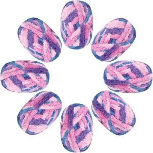 Soft Jumbo Fluffy Chenille Yarn (8 Skeins, Purple Pink)