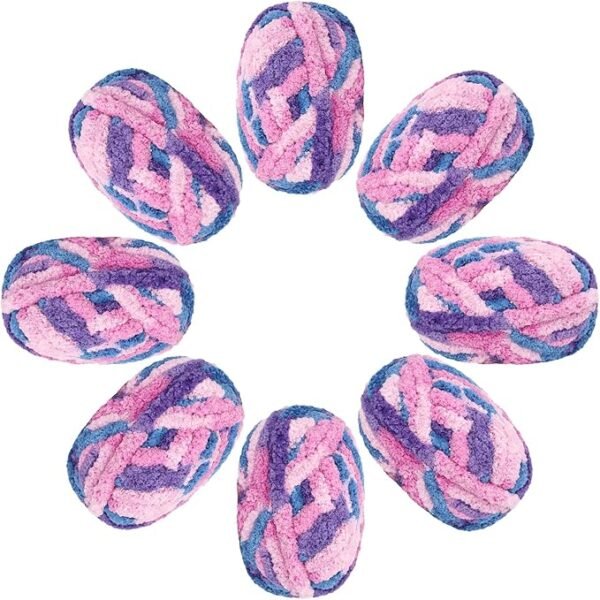 Soft Jumbo Fluffy Chenille Yarn (8 Skeins, Purple Pink)