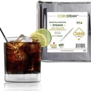 Black PLA Cornstarch Short Cocktail Straws (500 Count)
