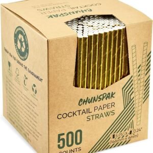 Disposable Short Gold Paper Straws and Stirrers (500 Counts)