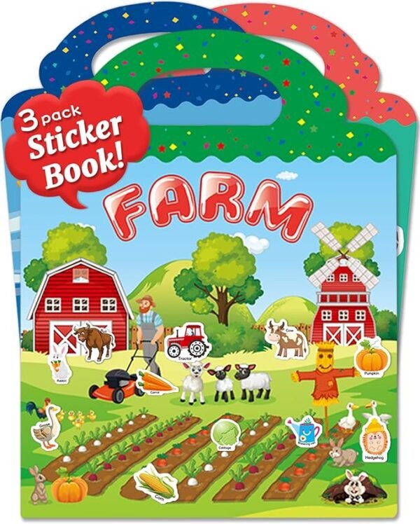 Reusable Sticker Books (3 Sets) for Toddlers