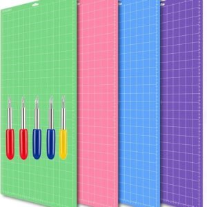 Cutting Mats (12x24 inch) and Blades Set for Crafting Machines
